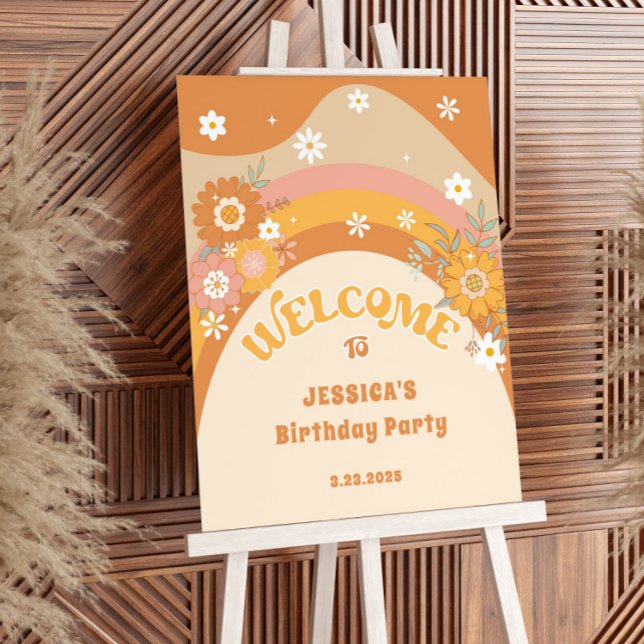 Retro daisy groovy baby birthday welcome foam board (Creator Uploaded)