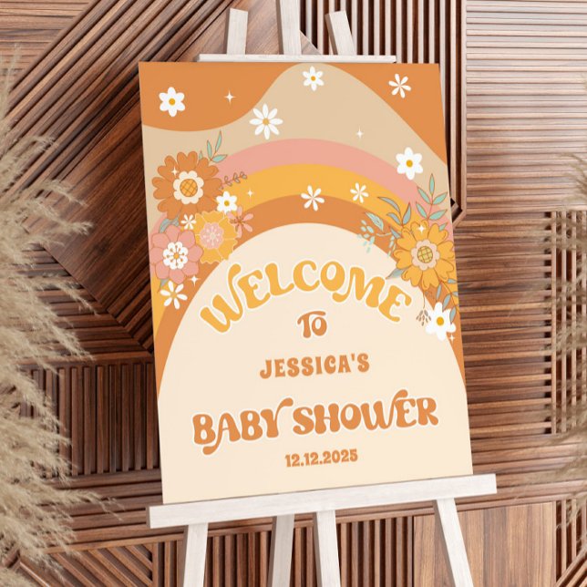 Retro daisy groovy baby shower welcome foam board (Creator Uploaded)