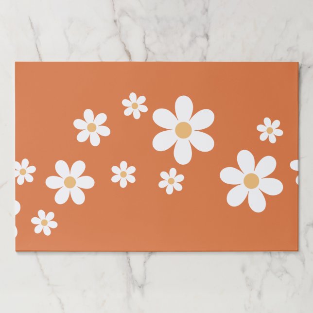 Retro Daisy groovy birthday burnt orange Placemat (Front)