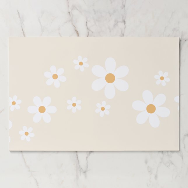 Retro Daisy groovy birthday cream Placemat (Front)