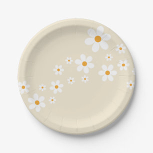 Retro Daisy Groovy bridal shower Paper Plates