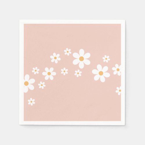 Retro Daisy Groovy Pink floral Napkins