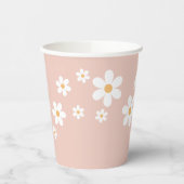 Retro Daisy Groovy Pink Paper Cups | Zazzle