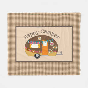 Retro Daisy Happy Camper Fleece Blanket