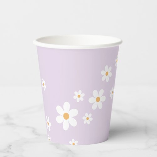 Retro Daisy lavender Baby Shower Paper Cups