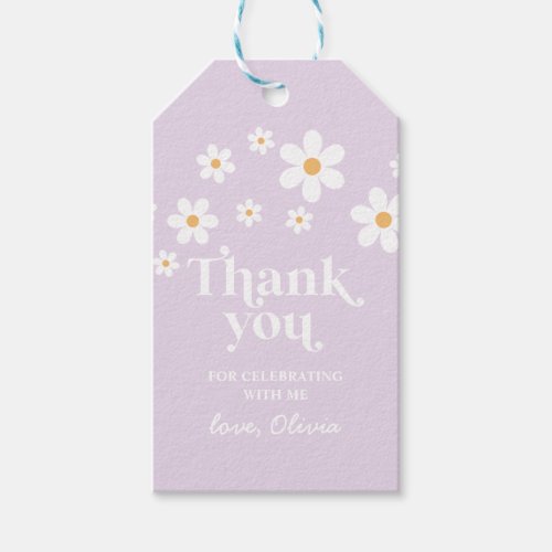 Retro Daisy lavender boho thank you favor Gift Tags
