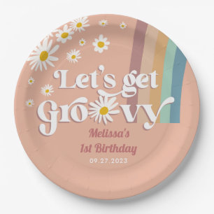 Retro Daisy Let's get Groovy Birthday Paper Plates