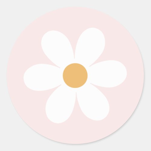 Retro daisy  light pink boho classic round sticker