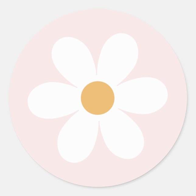 Retro daisy  light pink boho classic round sticker