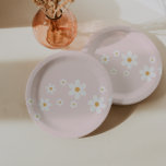 Retro Daisy Light Pink Floral Paper Plates<br><div class="desc">Retro inspired baby shower plates with 70s style daisies and boho colors.</div>