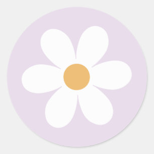 Retro daisy lilac boho classic round sticker