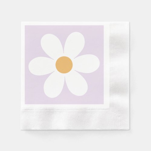 Retro daisy lilac boho napkins