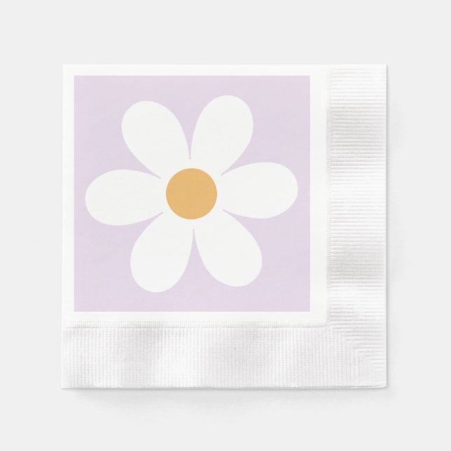 Retro daisy lilac boho napkins (Front)