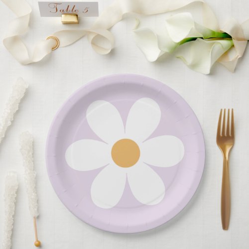 Retro daisy lilac boho paper plates