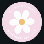 Retro daisy lilac boho return address label<br><div class="desc">Retro inspired first birthday return address labels with 70's style daisies and boho fonts and colors.</div>