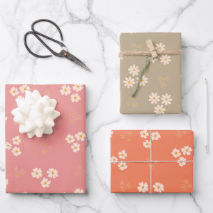 Retro Daisy Meadow Multi-Color Wrapping Paper Sheets