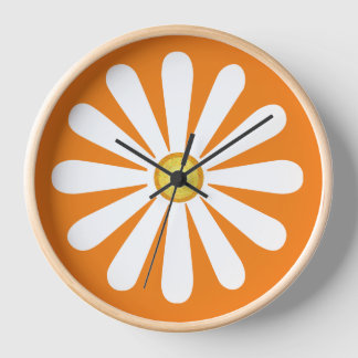 Retro daisy orange clock