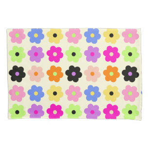 Retro Daisy Pattern Colorful Minimalist Floral Pillow Case