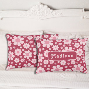 Retro Daisy Pattern Pink Personalized Pillow Case