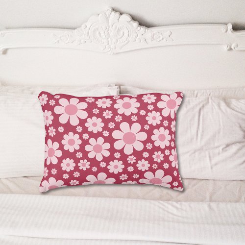 Retro Daisy Pattern Pink Pillow Case