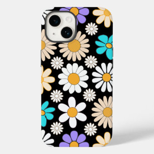 Retro Daisy Pattern Simple.01. Black BG Case-Mate iPhone 14 Case