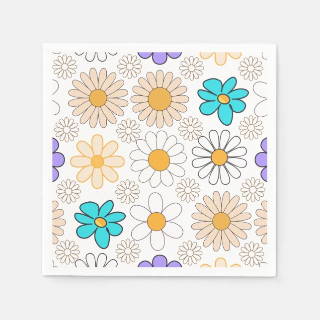 Retro Daisy Pattern Simple.01. No BG Napkins (Front)