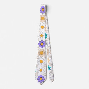 Retro Daisy Pattern Simple.01. No BG Neck Tie