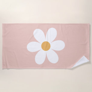 Retro Daisy Pink boho Beach Towel