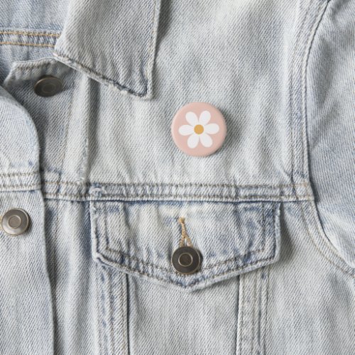 Retro daisy pink boho button