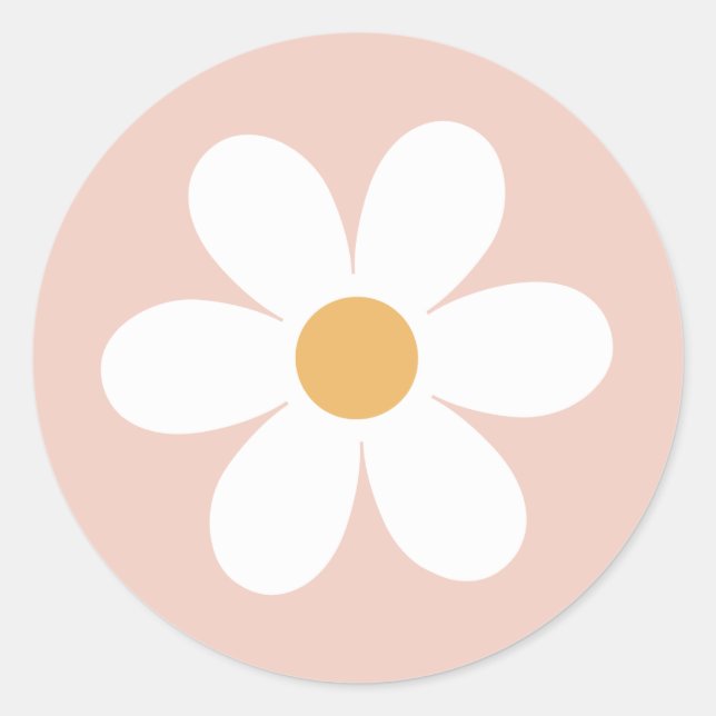 Retro daisy pink boho classic round sticker (Front)