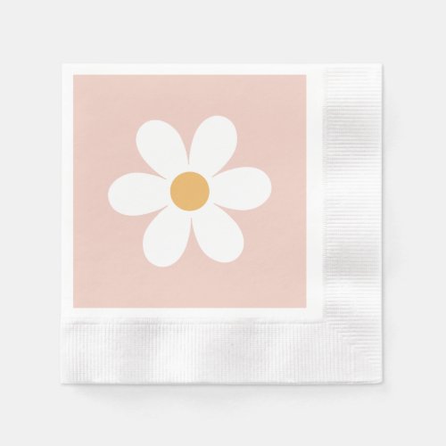 Retro daisy pink boho napkins