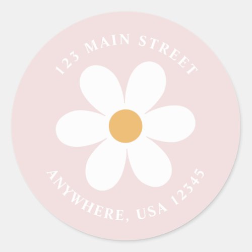 Retro daisy pink boho return address label