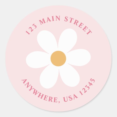 Retro daisy pink boho return address label