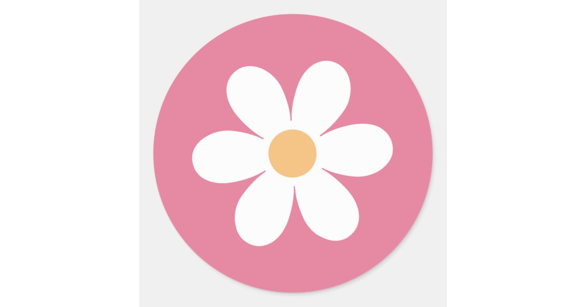 Pink Daisy Sticker Retro Daisy Pink Classic Round Sticker | Zazzle