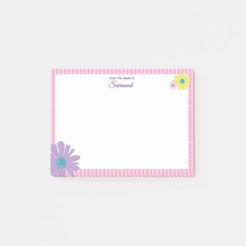 Retro Daisy Pink Illustrated Post_it Notes