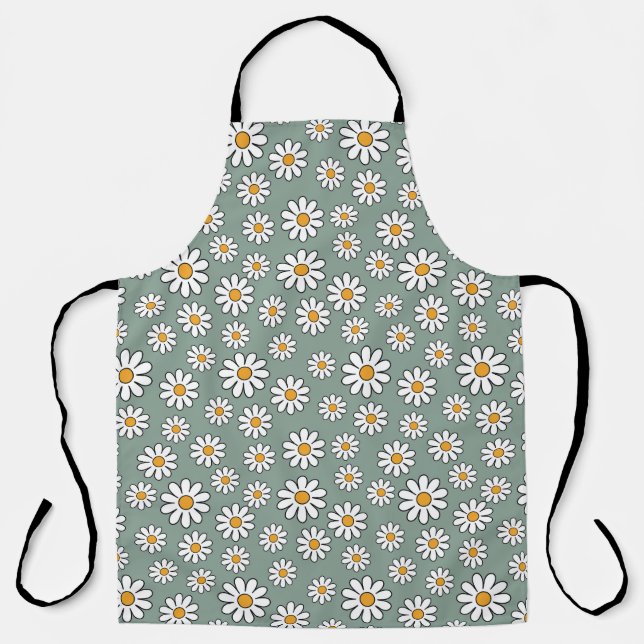 Retro Daisy Print Apron  (Front)