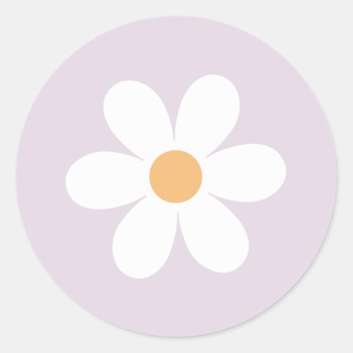 Retro Daisy purple Classic Round Sticker