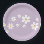 Retro Daisy purple Floral Paper Plates<br><div class="desc">Retro inspired baby shower plates with 70s style daisies and boho colors.</div>