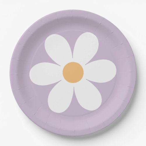Retro Daisy purple Paper Plates