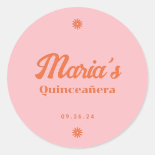Retro Daisy Quinceanera Classic Round Sticker
