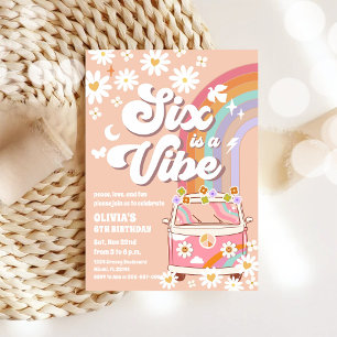 Retro Daisy Rainbow Birthday Invitation