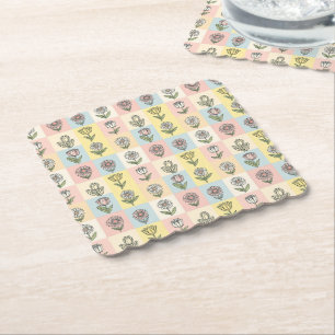 Retro daisy Red Pink Aqua Blue Floral Birthday par Paper Coaster