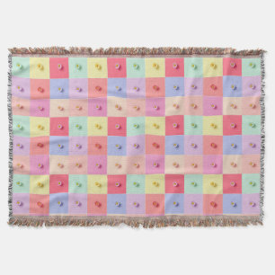 Retro daisy Red Pink Aqua Blue Floral Birthday par Throw Blanket