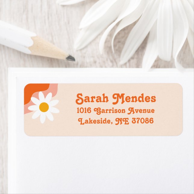 Retro Daisy Return Address Label (Insitu)