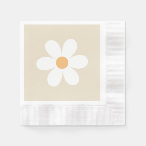 Retro daisy tan boho napkins