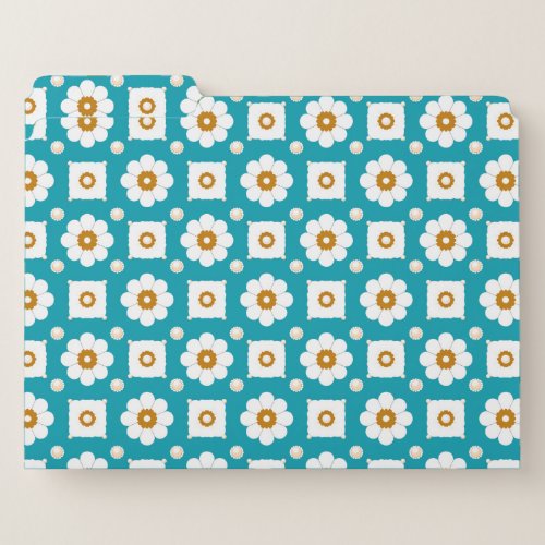 Retro Daisy Teal Desk Folder Gift For Women