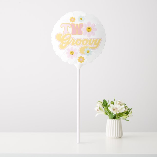 Retro Daisy Two Groovy 2nd Birthday Balloon (In SItu)