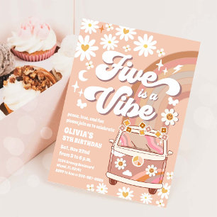 Retro Daisy Van Birthday Invitation