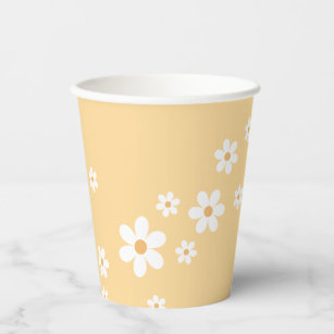 Retro Daisy yellow boho Baby Shower Paper Cups