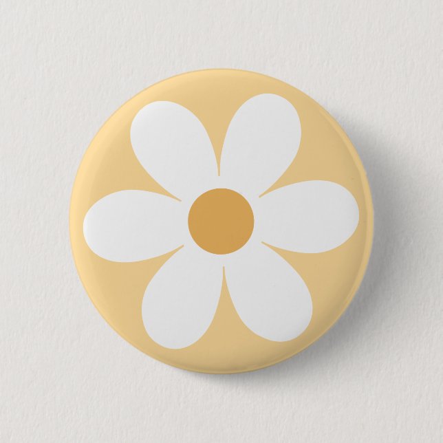 Retro daisy yellow boho button (Front)